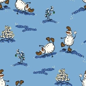 Snowmen snowball fight