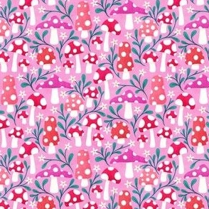 Spotty Floral Mushrooms | Pink