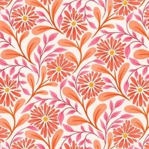 Peachy Pink Floral Daisy | Cream