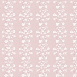 White Silhouette Floral,  soft pink stripe, Small scale