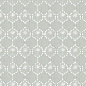 White and Gray Ogee Wallpaper, Simple Trellis, Floral Fabric, Small