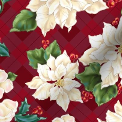 Christmas Botanicals_White Poinsettias_red