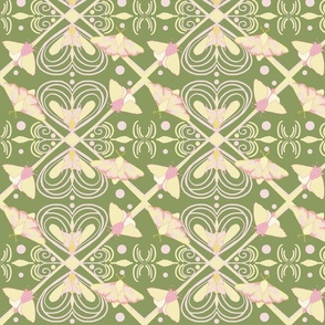  Moth Motif in sage green and yellow