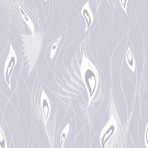 Peacock Abstract Curtain Cream Pastel Purple - LARGE