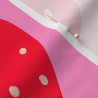 Summer Strawberry - red strawberries on pink - giant huge large scale jumbo size berry fabric wallpaper