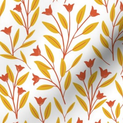Vintage Blooms | Yellow and Red-Orange | Medium Scale