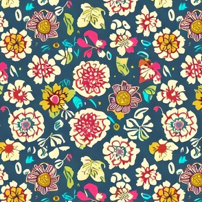  Boho Flowers of Many Colors - dark colored, multi pattern and colors