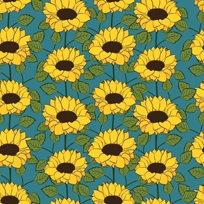 Sunflowers on Cerulean Blue