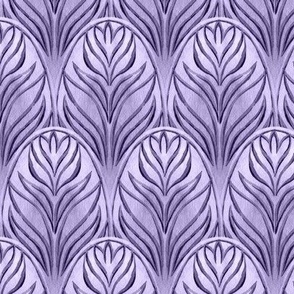 Watercolor Flower Petal Scallop Damask in Digital Lavender - Coordinate
