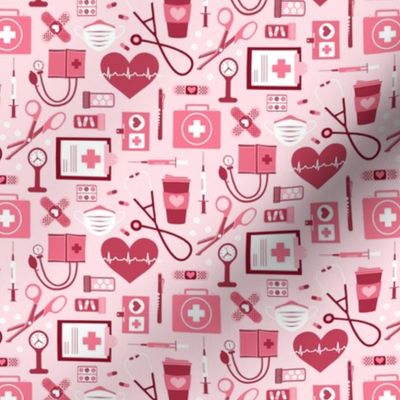 Nursing is a Work of Heart Medical Healthcare All Pinks by Angel Gerardo - Small Scale