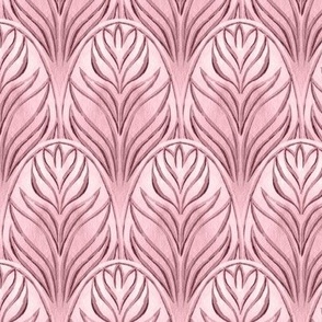 Watercolor Flower Petal Scallop Damask in Cameo Pink - Coordinate