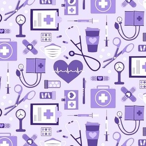 Nursing is a Work of Heart Medical Healthcare Purple by Angel Gerardo