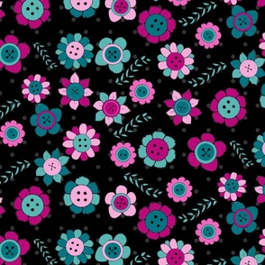 Floral Buttons in Black