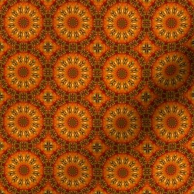 Autumn Kaleidoscope mandala in orange, brown and gold 2 inches