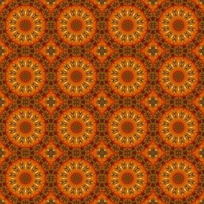Autumn Kaleidoscope mandala in orange, brown and gold 2 inches