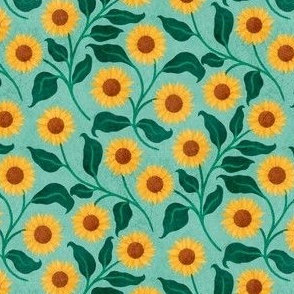 Golden Sunflowers | Turquiose