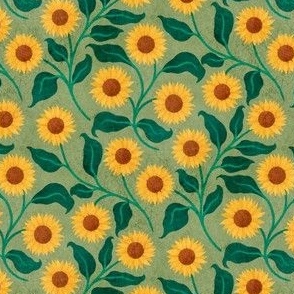 Golden Sunflowers | Green