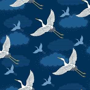 Cranes - navy blue