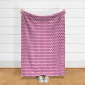 Bigger Scale Tribal Triangle ZigZag Stripes White on Peony Pink