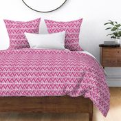 Bigger Scale Tribal Triangle ZigZag Stripes White on Peony Pink