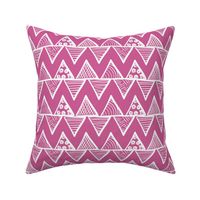 Bigger Scale Tribal Triangle ZigZag Stripes White on Peony Pink