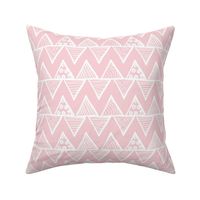 Bigger Scale Tribal Triangle ZigZag Stripes White on Cotton Candy Pink