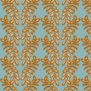 leafy print in golden browns and blue by rysunki_malunki