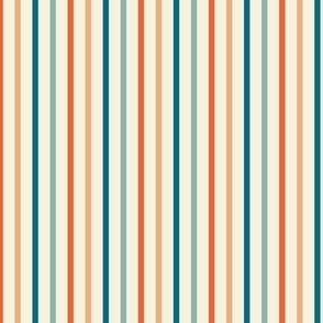Retro Orange and Teal Blue Vertical Stripes