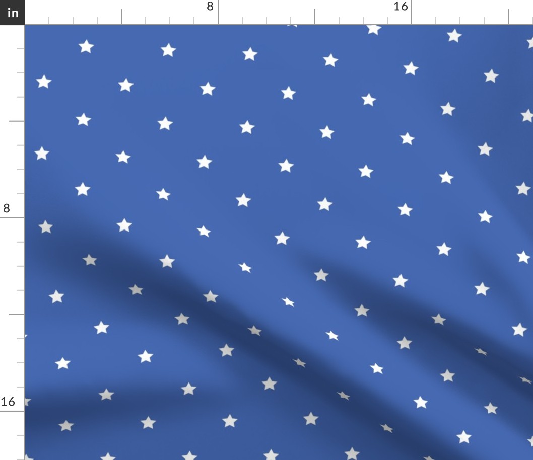 White regular star print on royal blue - small