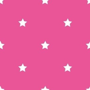 White regular star print on deep pink - small