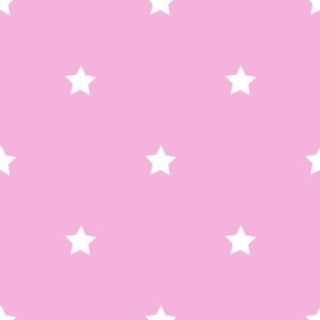 White regular star print on pink - small