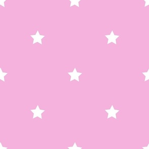 White regular star print on pink - large