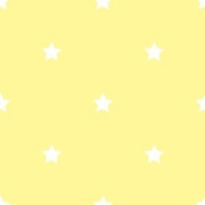 White regular star print on yellow - small