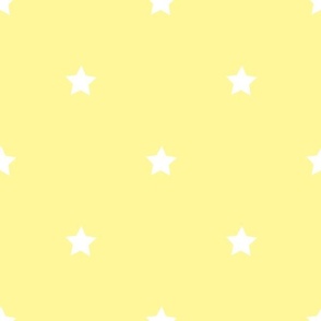 White regular star print on yellow - large