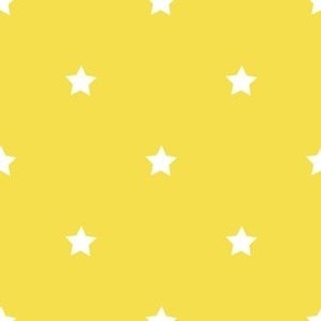 White regular star print on Illuminating Yellow - small