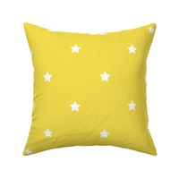 White regular star print on Illuminating Yellow - large