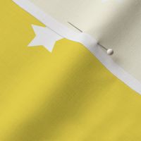 White regular star print on Illuminating Yellow - large