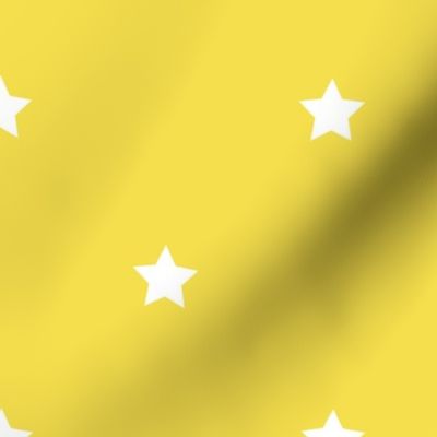 White regular star print on Illuminating Yellow - large