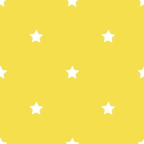 White regular star print on Illuminating Yellow - large