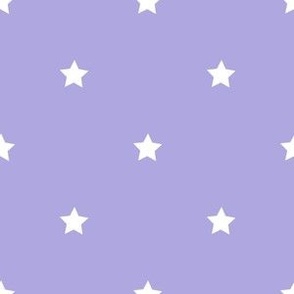 White regular star print on lilac - small
