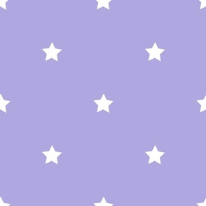 White regular star print on lilac - large