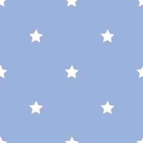 White regular star print on sky blue - small