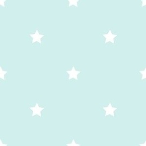 White regular star print on Mint Julep - small