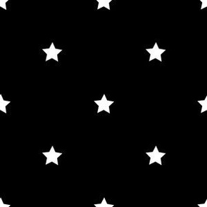 White regular star print on black - small