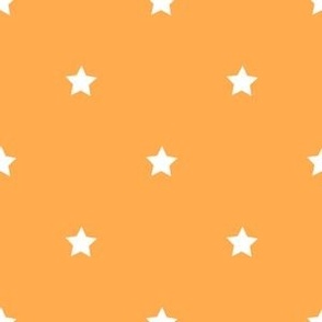 White regular star print on orange - small