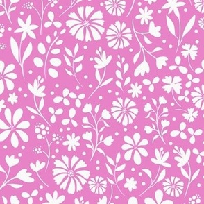 modern pastel spring floral garden in bright pink and white two tone medium scale