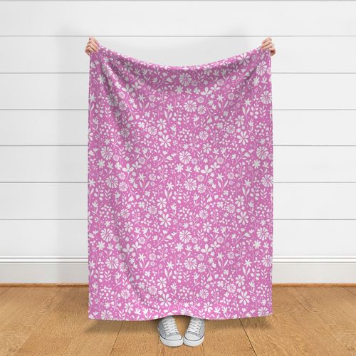 modern pastel spring floral garden in bright pink and white two tone large scale