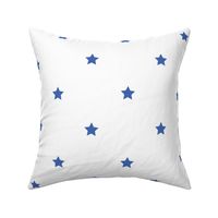 Royal blue regular star print on white - large