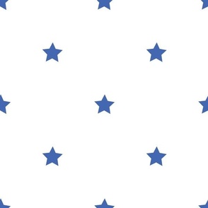 Royal blue regular star print on white - large