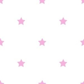 Pink regular star print on white - small